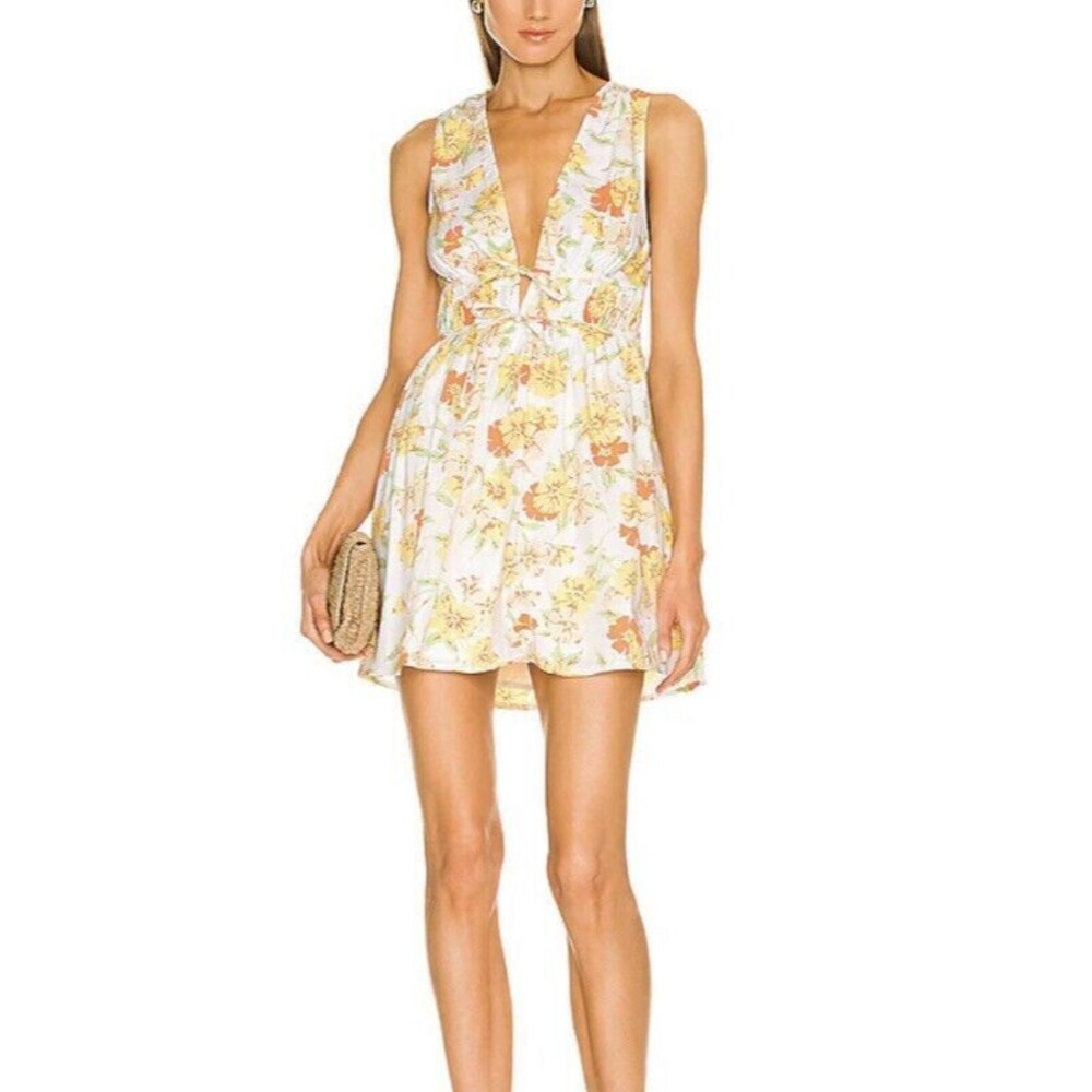 FAITHFULL THE BRAND Korita Mini Dress Palermo Floral Print Lined Size 10/XL